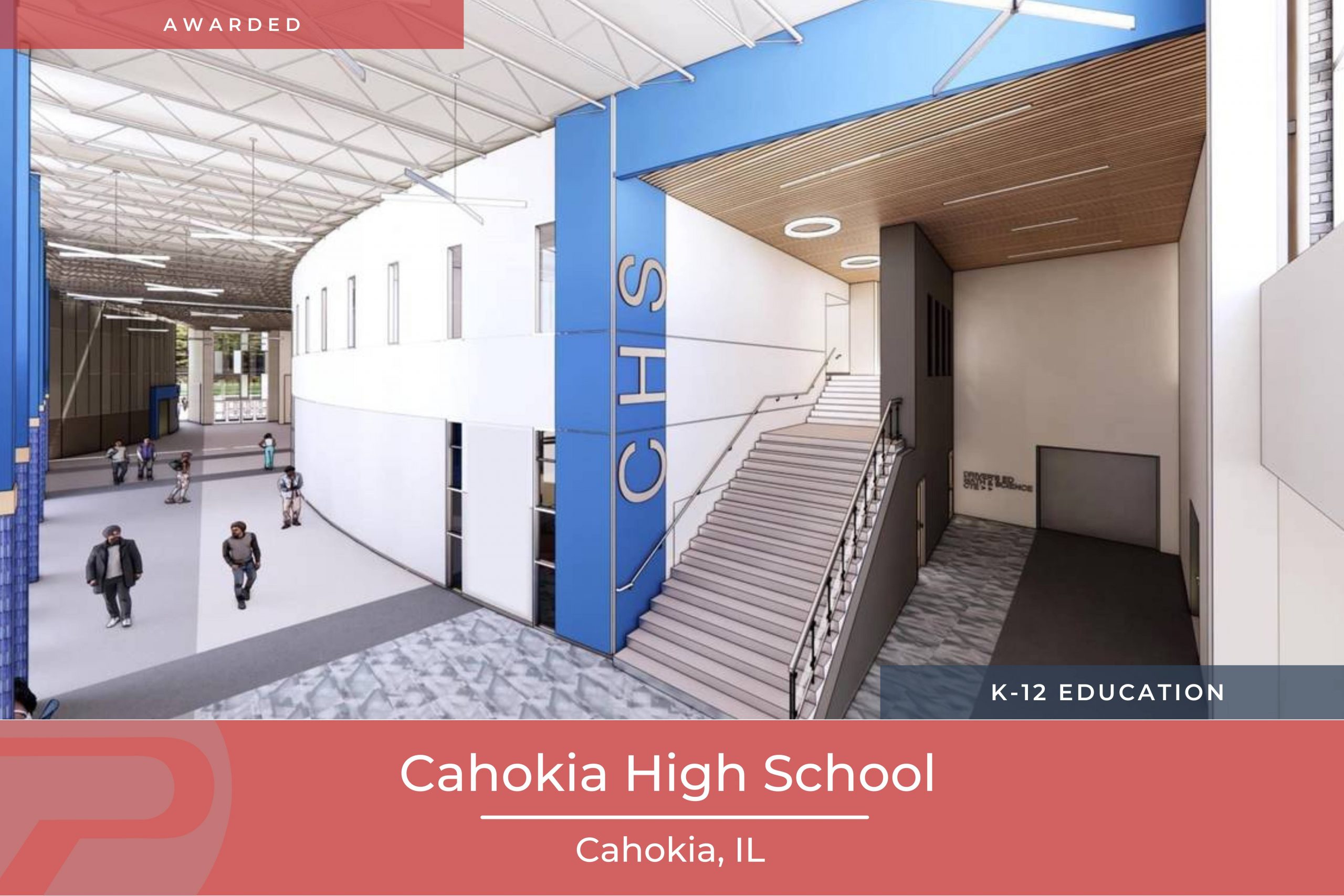 Designed by FGM Architects, this rendering depicts the new Cahokia High School.