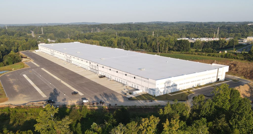 Aerial picture of a white distribution center