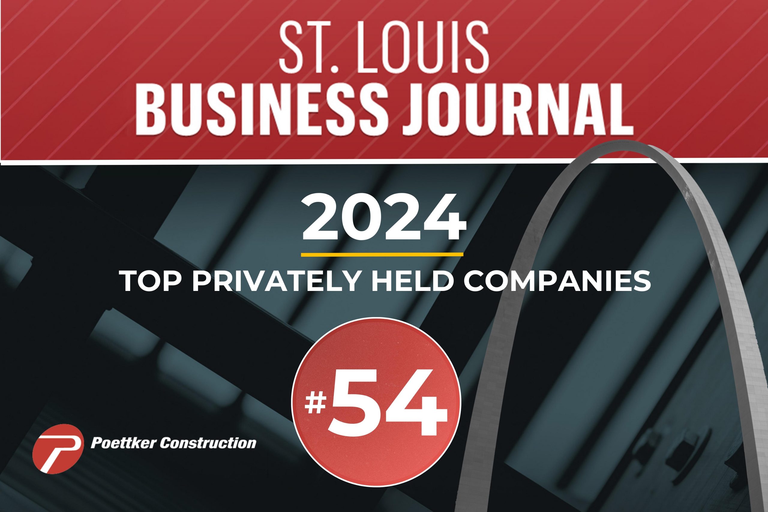 St. Louis Business Journal Article logo, Poettker Construction logo, The Arch