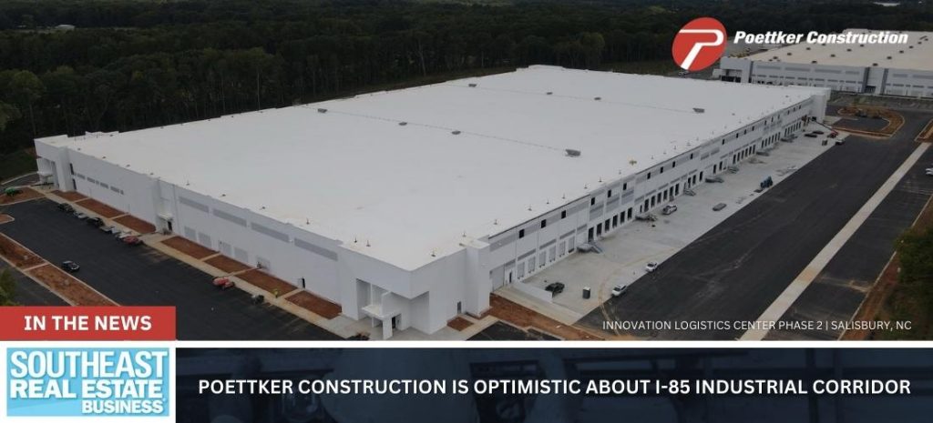 Aerial view of a white warehouse