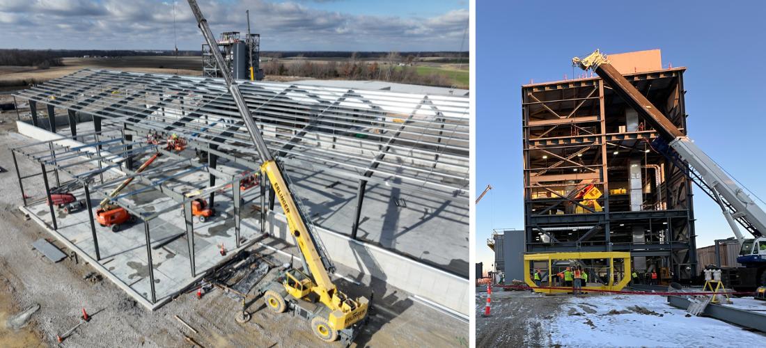 Metal framing of a building under construction