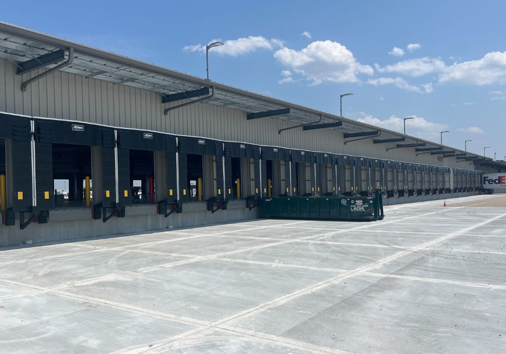 Open bay doors at a warehouse