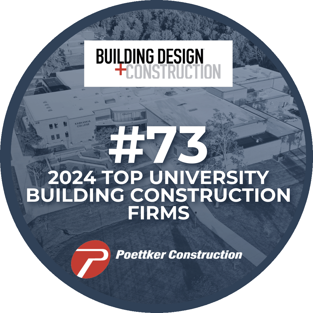 Round emblem with the Building Design+Construction logo