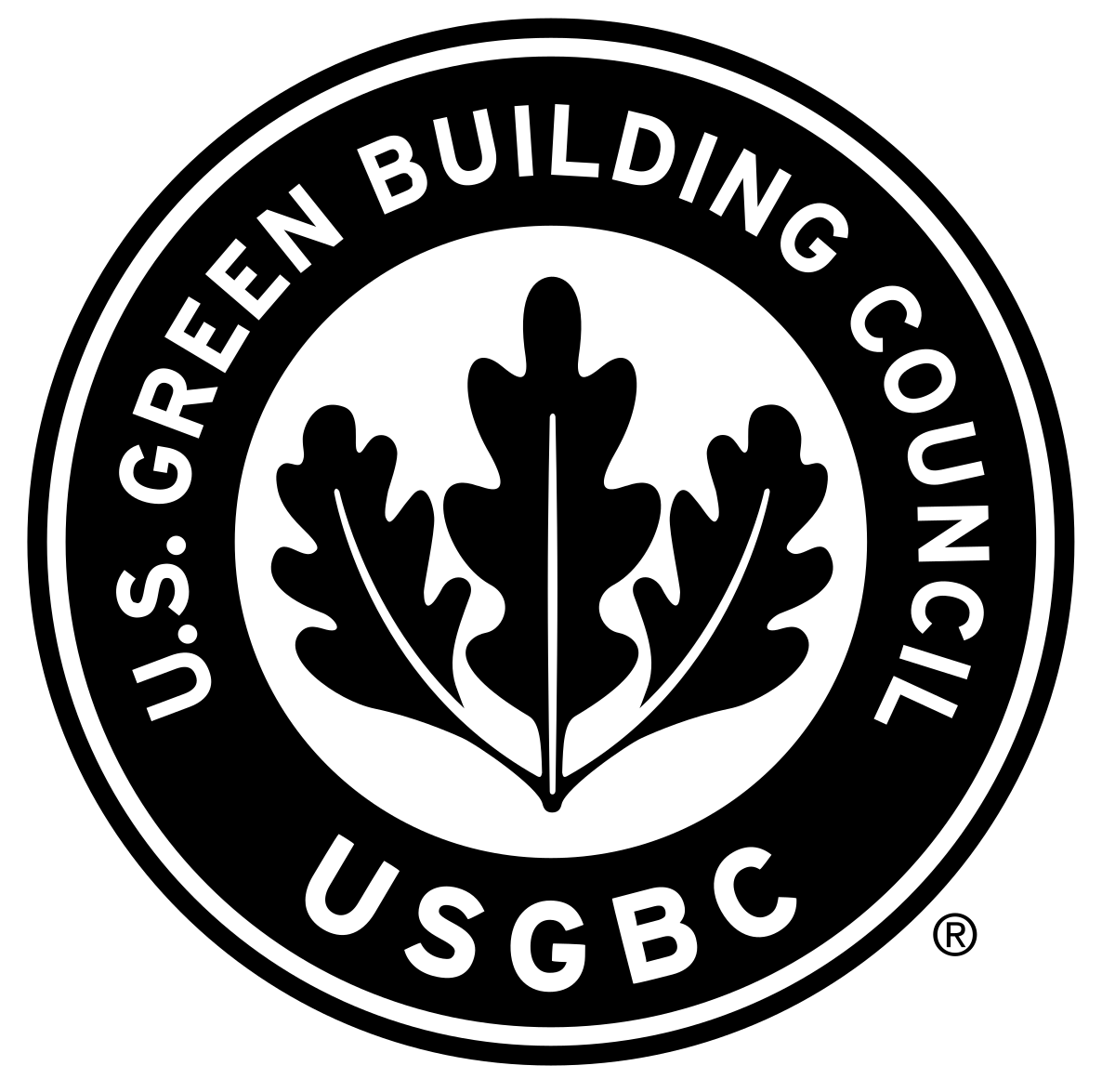A round emblem with three leaves in the middle