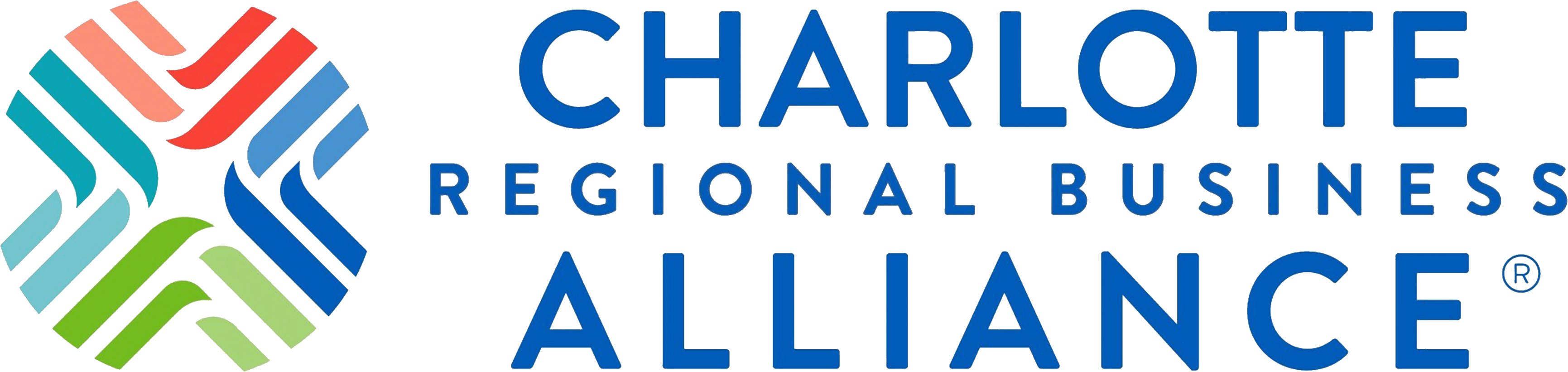a multi-color logo in the shape of a fat X with rounded corners