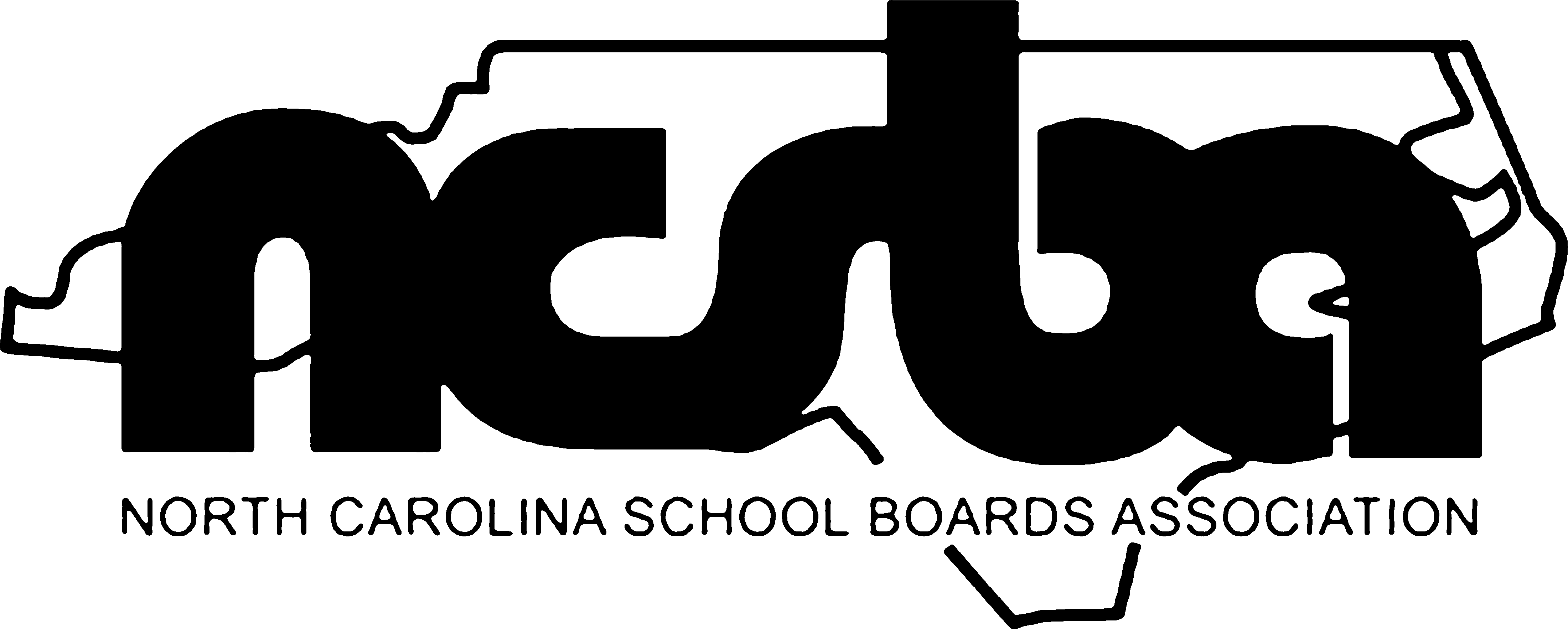 Logo with an acronym on top of the outline of North Carolina