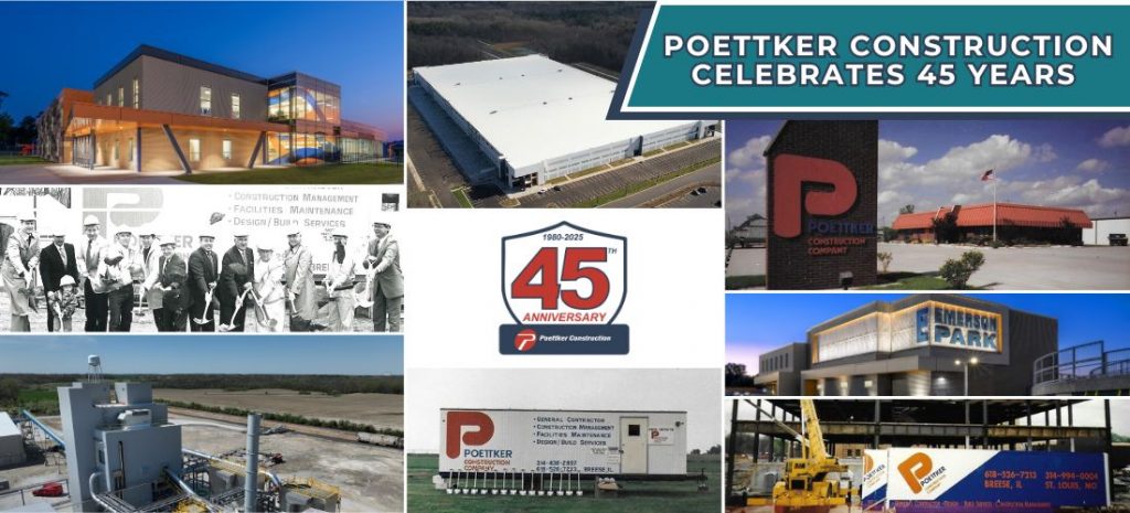 poettker-construction-celebrates-45-years-1100x500 A logo with the number 45
