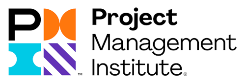 Logo with orange, blue and purple graphics