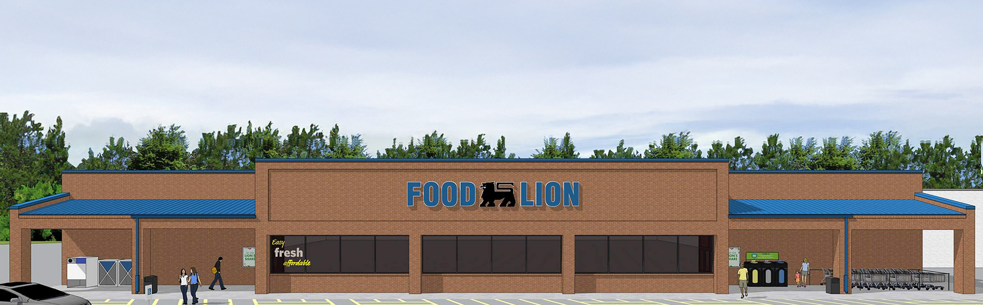 Food Lion #0930 & #1296 RM_300_Hero Digital rendering of a brick grocery store