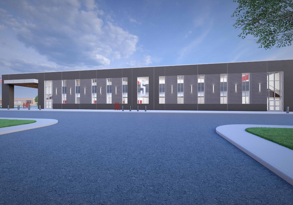 Digital rendering of a 2-story high school