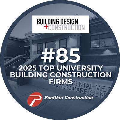 A round award emblem with the Building Design+Construction logo