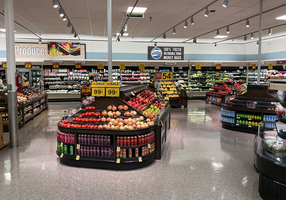 the produce section of a grocery store