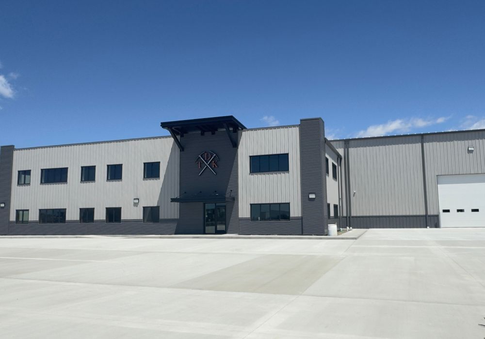 gray two-story metal building