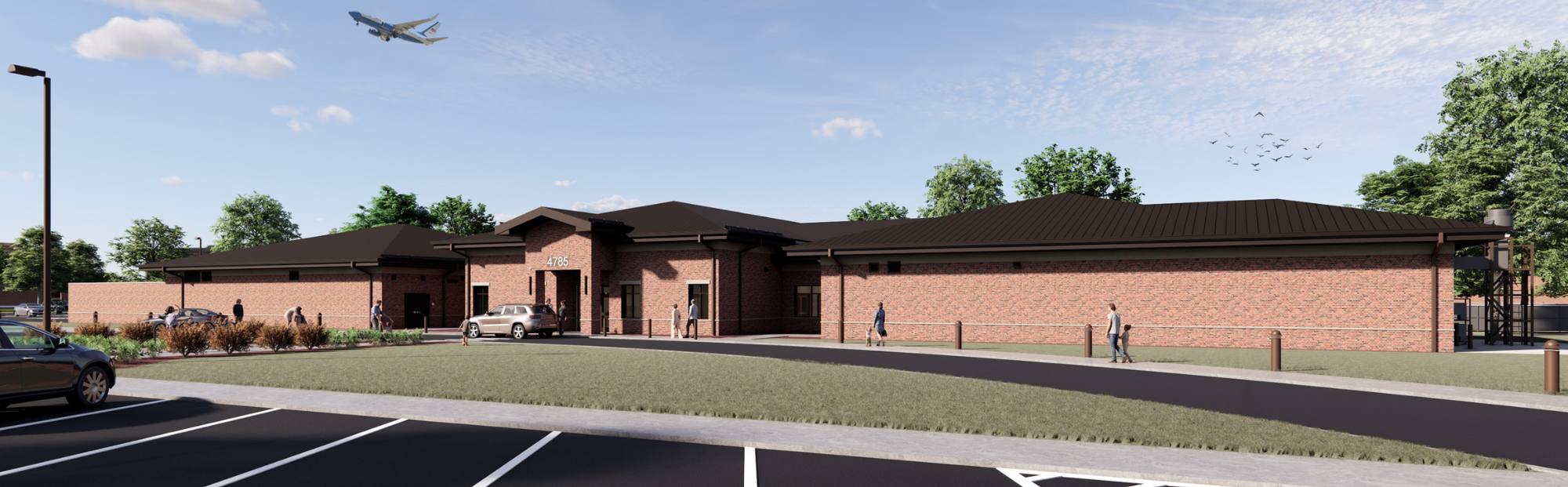 SAFB CDC_Website Hero_2000x621 one-story red brick building