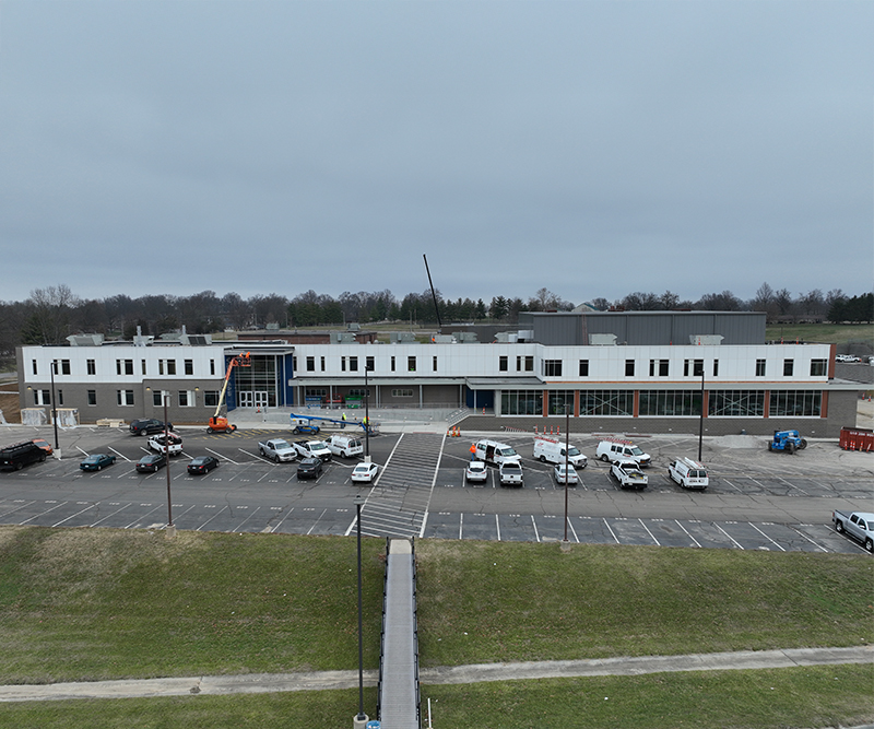Exterior of a large high school under construction