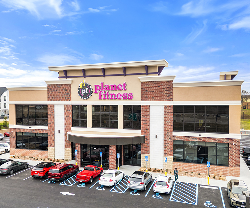 Exterior of a brick, two-story gym