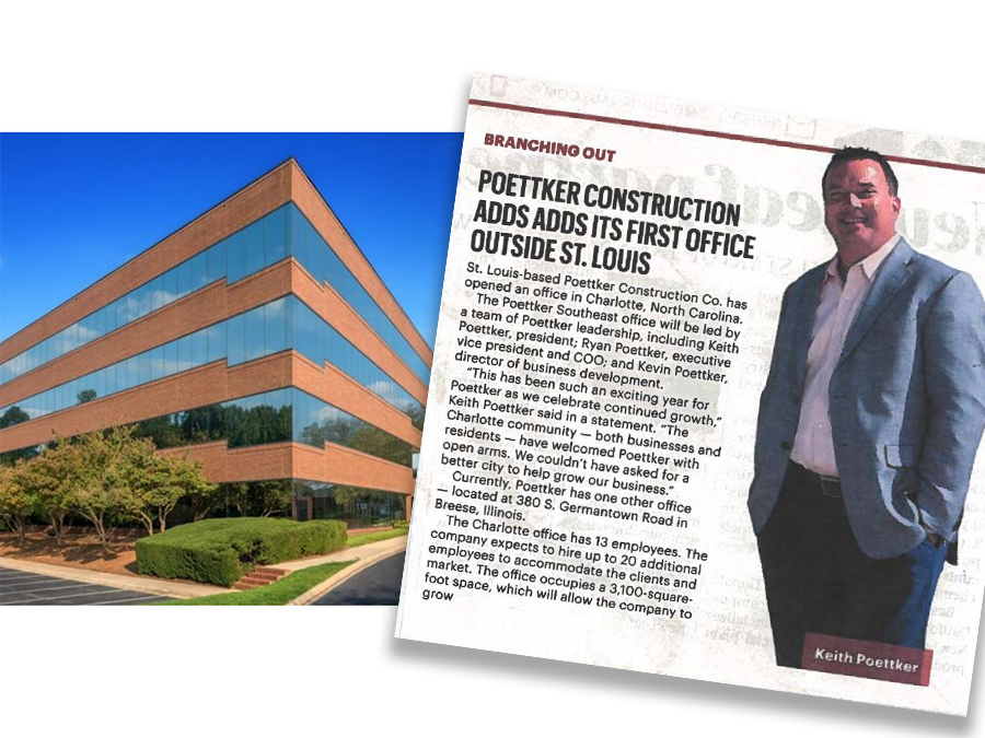 Picture of a corporate headquarters with a newspaper clip on top