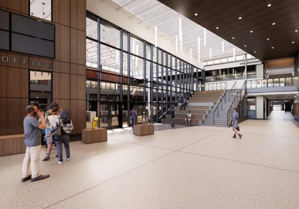 Digital rendering of the interior of a high school