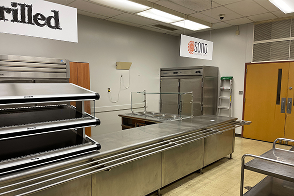 An outdated school kitchen