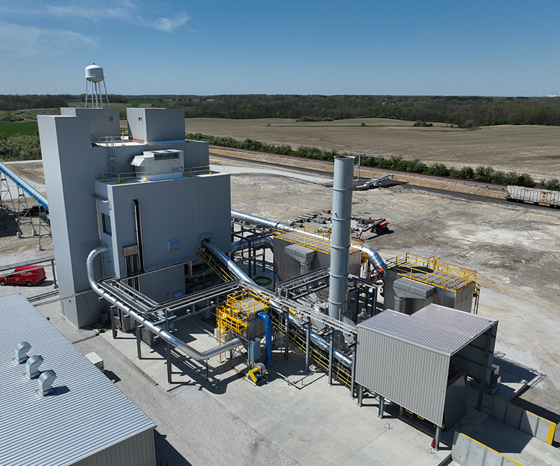 Aerial view of an industrial manufacturing facility
