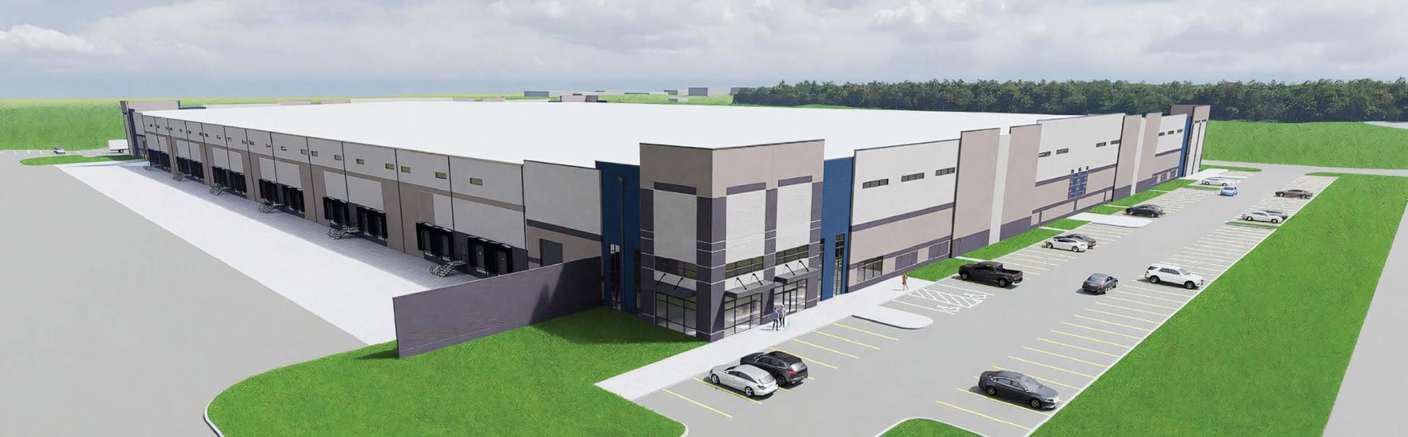 exterior rendering of a distribution warehouse