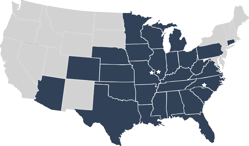 State License Map (06-2026)-800×471 A gray map of the United States with some states in dark blue