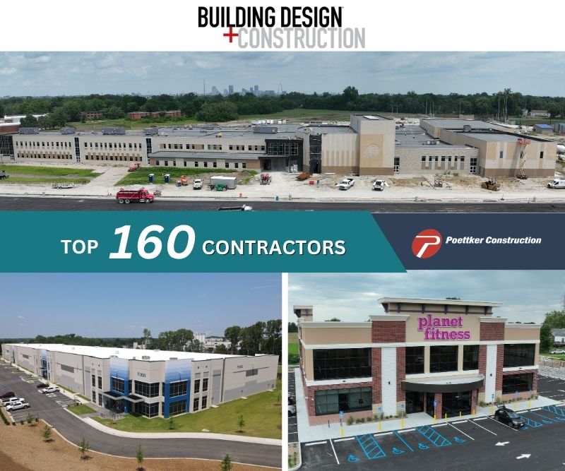 A graphic with the Building Design + Construction logo that reads Top 160 Contractors